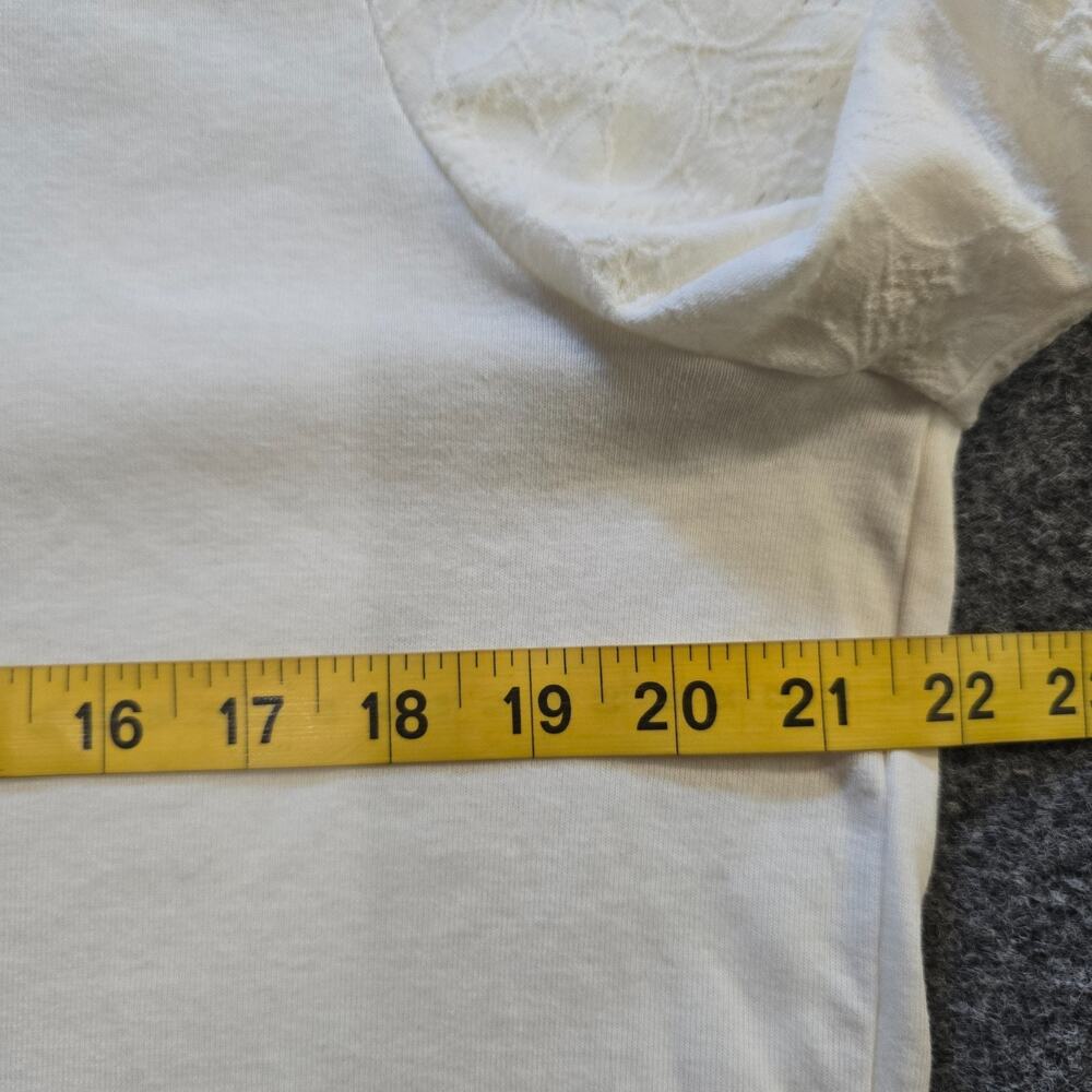 Madewell Top Womens Size XXL White Henley Puff Sleeves Round Neck Capsule Casual - Picture 5 of 9